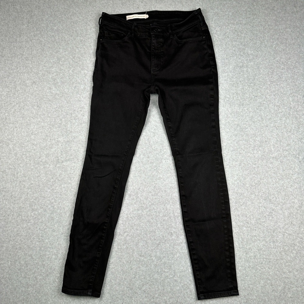 Anthropologie Pilcro And The Letterpress Jeans Sz 28 Mid Rise Black Denim Skinny - Picture 1 of 13